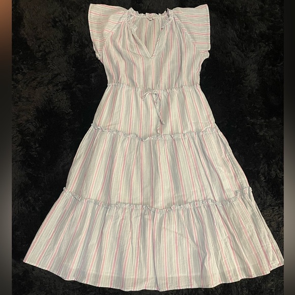 RAILS Striped Midi A-Line Summer Dress with subtle Ruffle Detailing - Picture 3 of 7